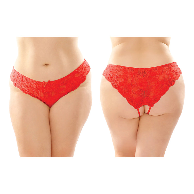 Poppy Crotchless  Panty 6pk Q/S Red