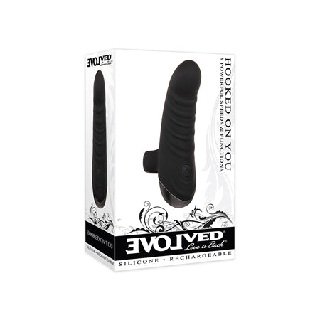 Evolved Hooked on You Curved Finger Vibrator - Black