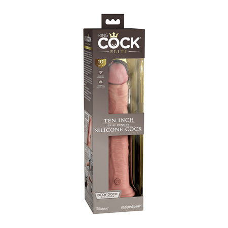 King Cock Elite 10 Inch Dual Density Silicone Cock - Light