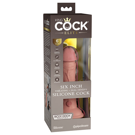 King Cock Elite 6' Dual Density Vibrating Silicone Cock - Light