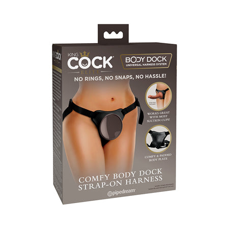 King Cock Elite Comfy Body Dock Strap On Harness - Black