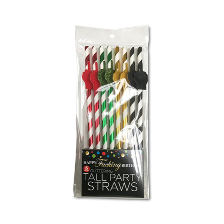 Happy Fucking Birthday Tall Straws - Pack of 8