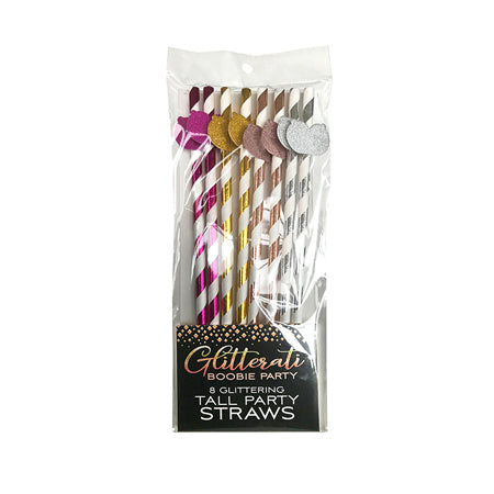 Glitterati Boobie Party Tall Straws - Pack of 8