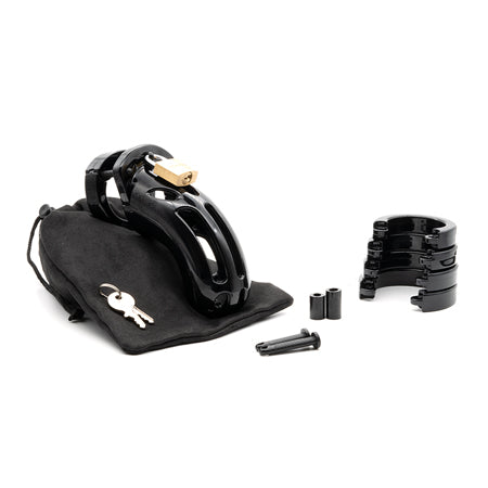 The Curve 3 3/4' Curved Cock Cage & Lock Set  - Black