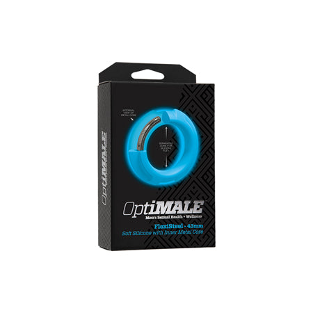 OptiMale FlexiSteel Cock Ring - 43mm Blue