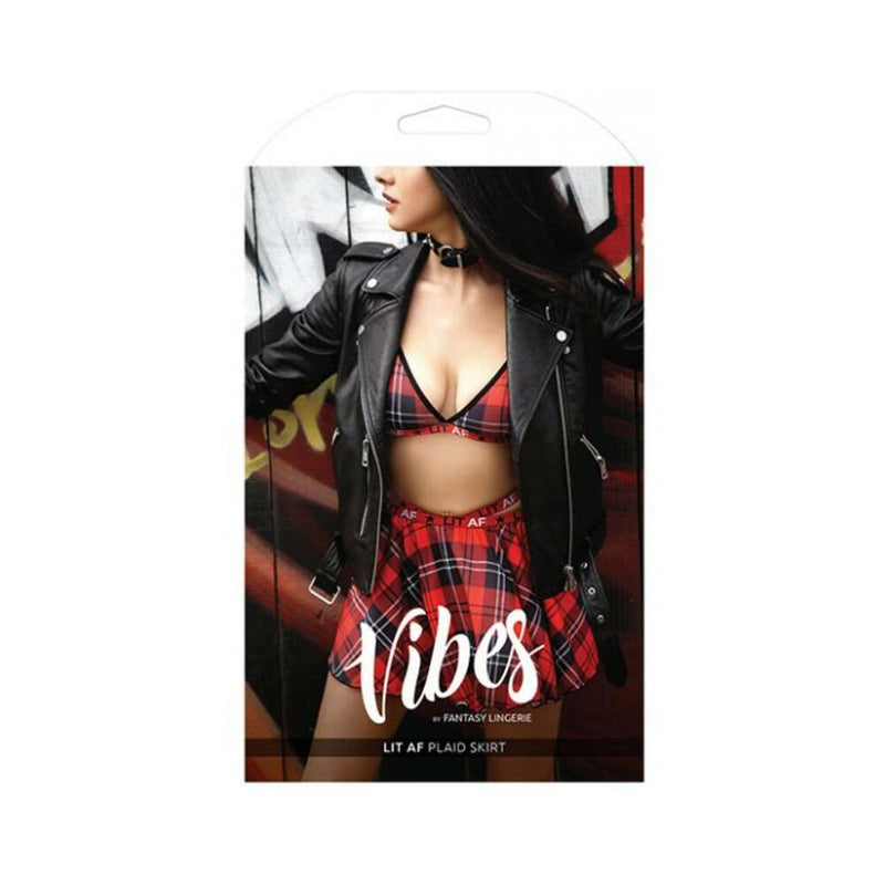 Vibes LIT AF Skirt Red Plaid S/M