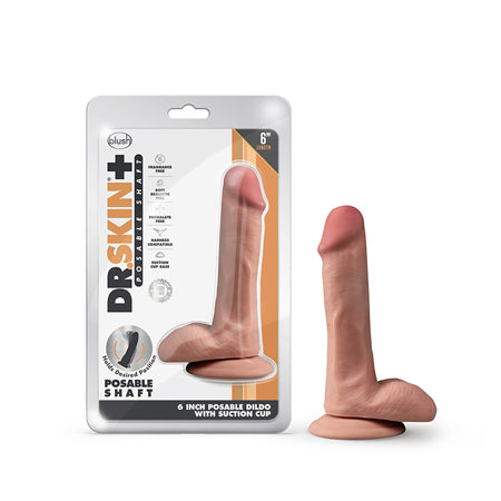 Dr. Skin Plus - 6 Inch Posable Dildo With Balls -  Mocha