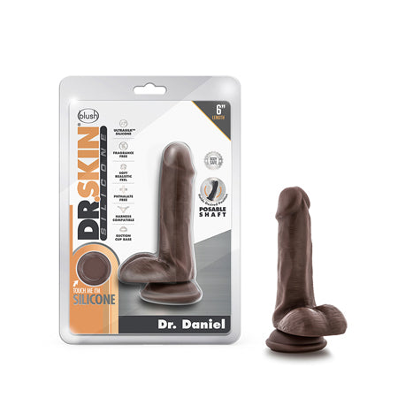 Blush Dr. Skin Silicone Dr. Daniel 6' Dildo w/Balls - Chocolate