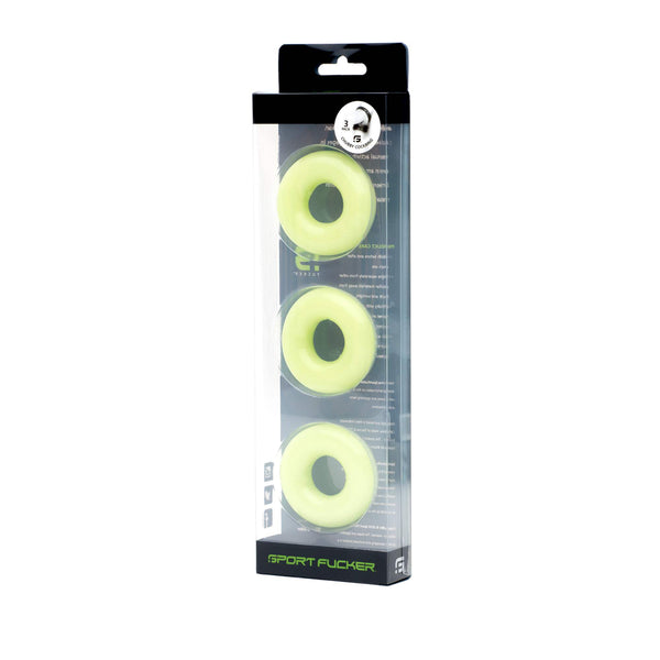 Sport Fucker Chubby Cockring Pack of 3 - Glow