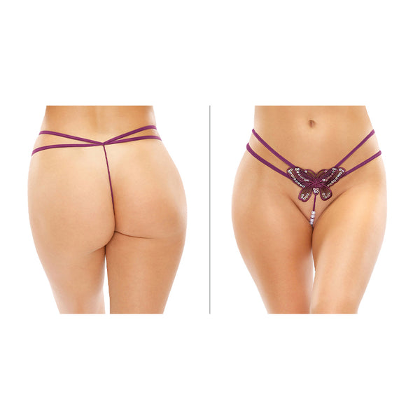 Zinnia Sequin  Pearl G-String Purple S/M