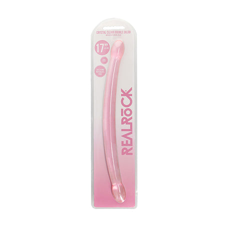 Shots RealRock Crystal Clear 17' Double Dildo  - Pink
