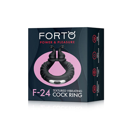 Forto F-24 Textured Vibrating Cock Ring - Black