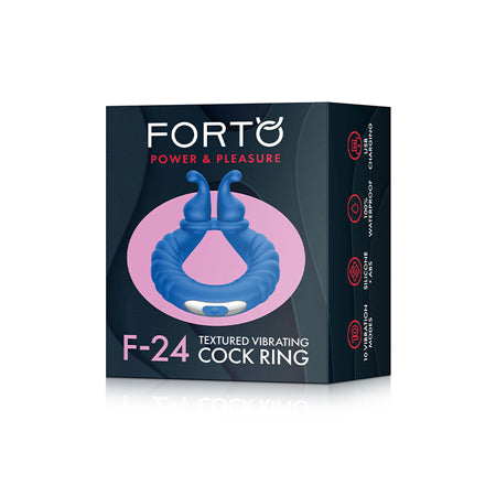 Forto F-24 Textured Vibrating Cock Ring - Blue