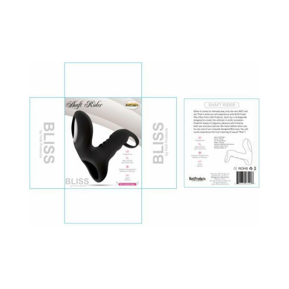 Bliss Shaft Rider Vibrating Cock Ring Sleeve - Black