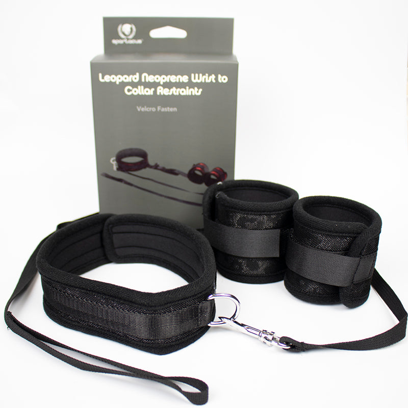 Collar To Wrist Cuffs Neoprene Black