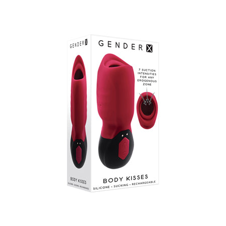 Gender X Body Kisses Vibrating Suction Massager - Red/Black