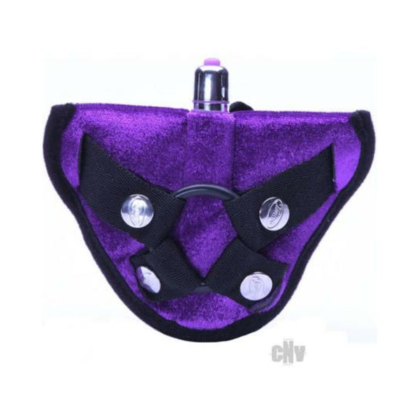 Tantus Velvet Vibrating Harness - Purple