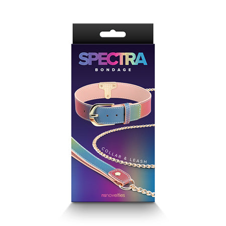 Spectra Bondage Collar & Leash - Rainbow