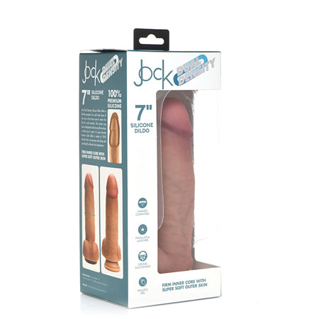 Jock Dual Density Silicone Dildo with Balls 7in Light