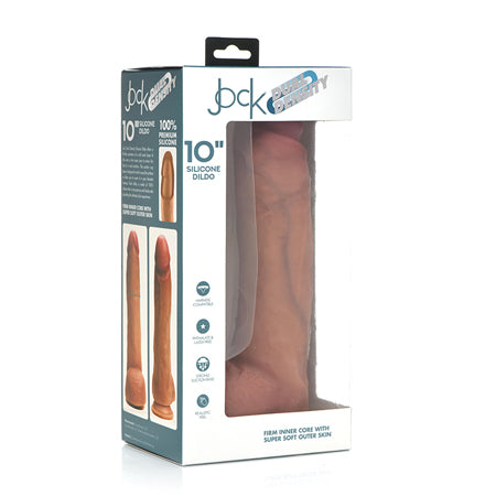 Jock Dual Density Silicone Dildo with Balls 10in Light