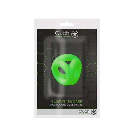 Shots Ouch Cock Ring & Ball Strap - Glow in the Dark
