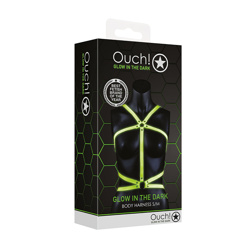Ouch GITD Body Harness Neon Green SM