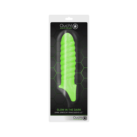 Shots Ouch Swirl Stretchy Penis Sleeve - Glow in the Dark