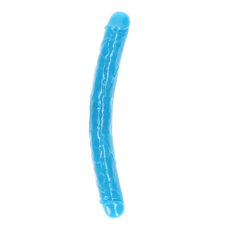 Shots RealRock 15' Double Dong Glow in the Dark - Neon Blue