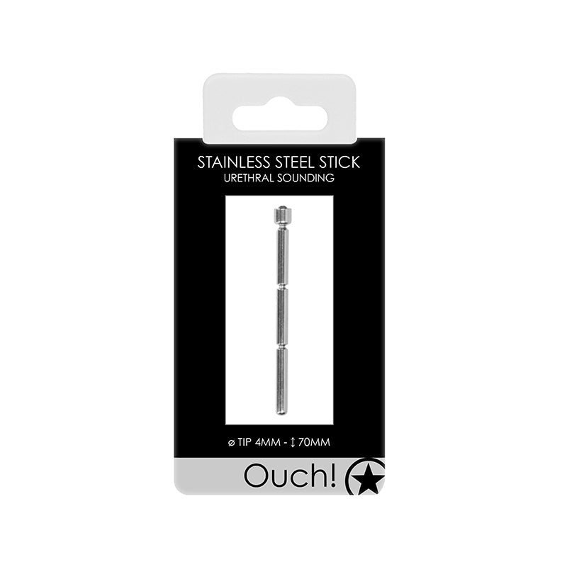 Ouch Urethral Snding Mtl Stick Tier 4mm