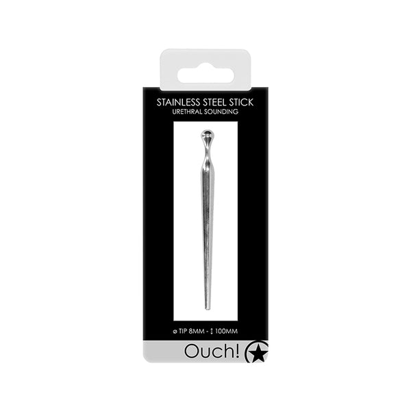 Ouch Urethral Sounding Metal Stick 8mm