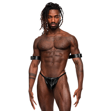 Pisces PU Leather Bicep & Back Harness Black O/S