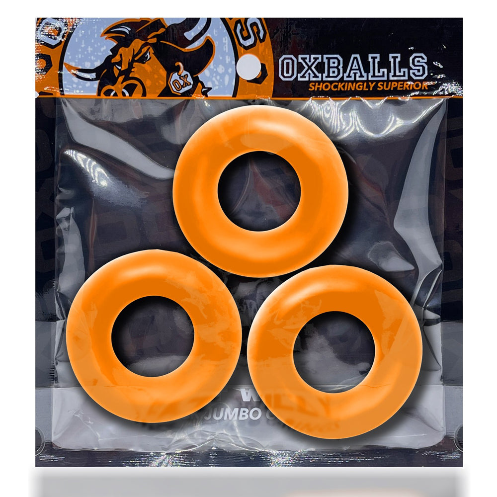 Oxballs Fat Willy 3 Pack Jumbo Cock Rings - Orange