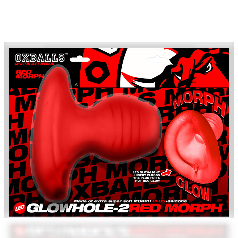 Oxballs Glowhole 2 Hollow Buttplug w/LED Insert Large - Red Morph