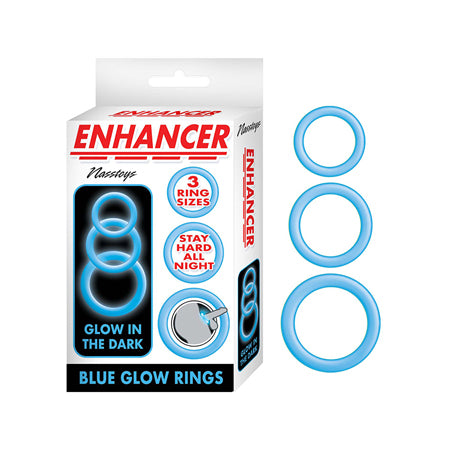 Enhancer Silicone Cockrings - Glow in the Dark Blue