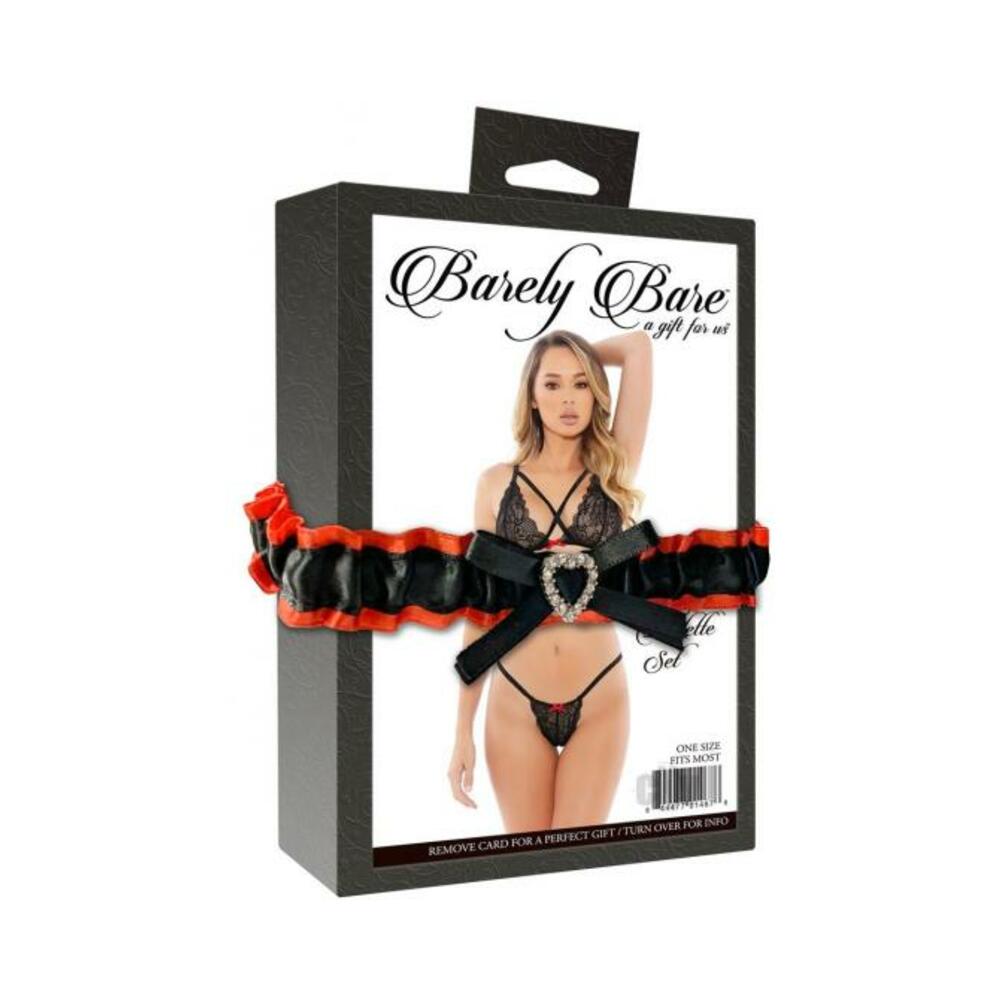 Barely Bare X Strap Bralette Set Bk O/S