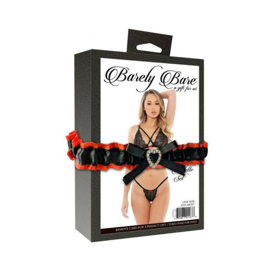 Barely Bare X Strap Bralette Set Bk O/S