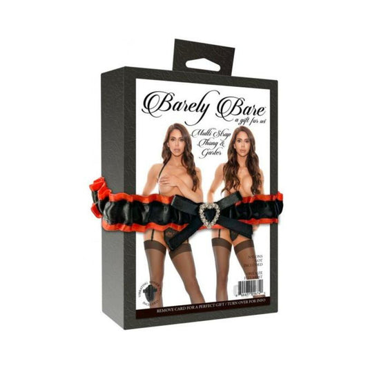 Barely Bare Multi Strap Thong&Gart Bk O/