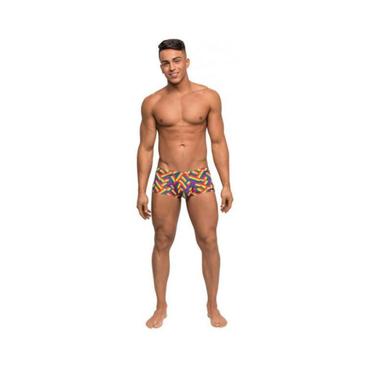 Pride Fest Contoured Pouch Mini Shorts Rainbow XL