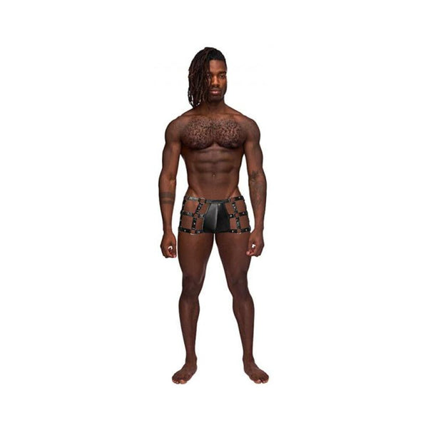 Fetish Vulcan Nylon Spandex Caged Short Black L/XL