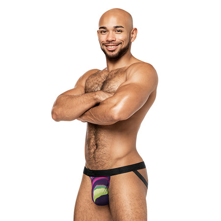 Galactic Sheer Poly Spandex Strappy Ring Jock Multi Color L/XL