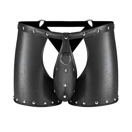 Fetish Poseidon Nylon Spandex Tear Off Cup Thong Short Black S/M