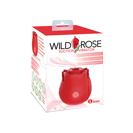 Wild Rose Rechargeable Silicone Suction Vibrator - Red
