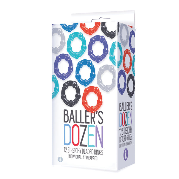 The 9's Baller's Dozen Beaded 12pc Cockring Set - Asst. Colors