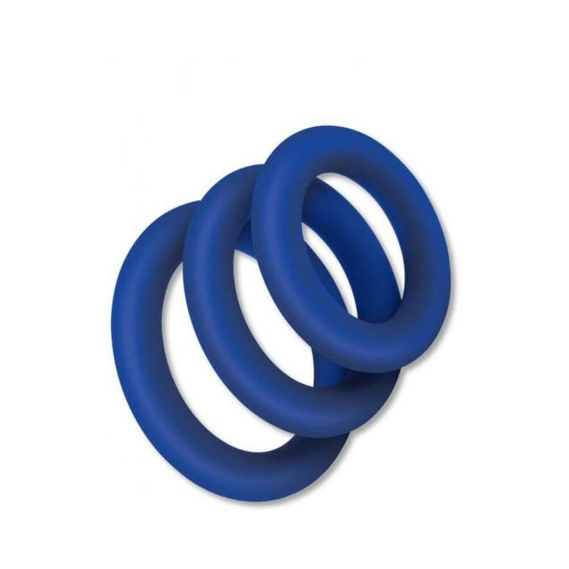 Zolo Extra Thick Silicone Cock Rings - Blue Pack Of 3