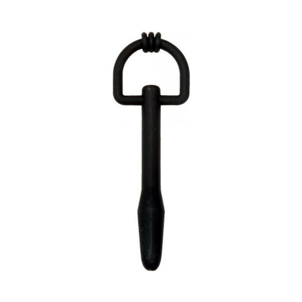 Silicone Cum Thru D-Ring Penis Plug Black