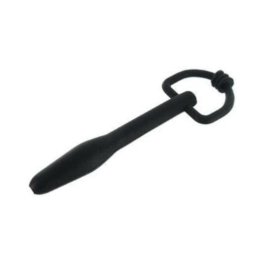 Silicone Cum Thru D-Ring Penis Plug Black
