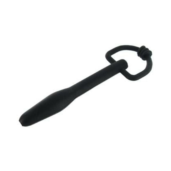 Silicone Cum Thru D-Ring Penis Plug Black