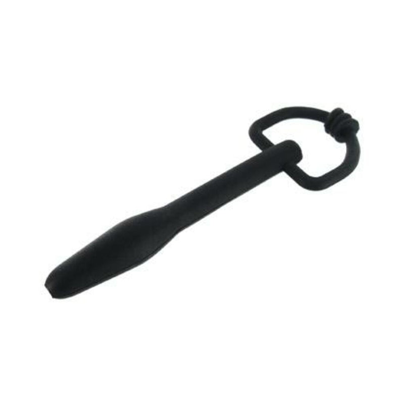 Silicone Cum Thru D-Ring Penis Plug Black