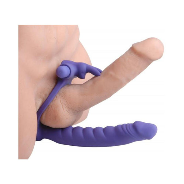 Double Delight Dual Penetration Vibrating Rabbit C Ring