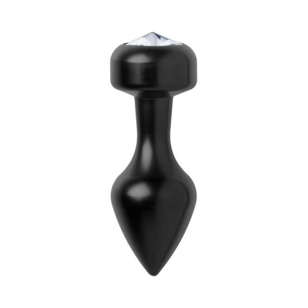 Spade Petite Jeweled Anal Plug Aluminum Black
